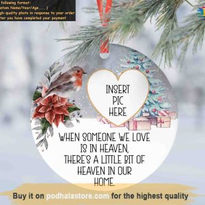 Robin Memory Christmas Ornament, Custom Photo Ornaments