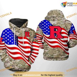 Rutgers Scarlet Knights US Flag Camo Veteran NCAA 3D Hoodie, Sweatshirt, Shirt