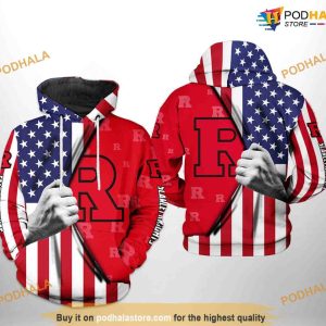 Rutgers Scarlet Knights US Flag NCAA 3D Hoodie, Sweatshirt, Shirt