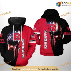 Rutgers Scarlet Knights US Flag Skull NCAA 3D Hoodie, Sweatshirt, Shirt