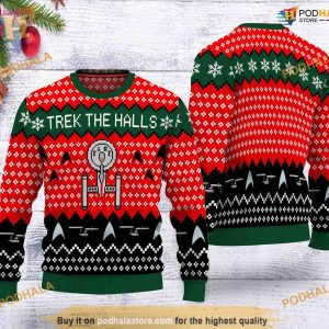 ST Trek The Halls Ugly Christmas Sweater, Funniest Ugly Christmas Sweater