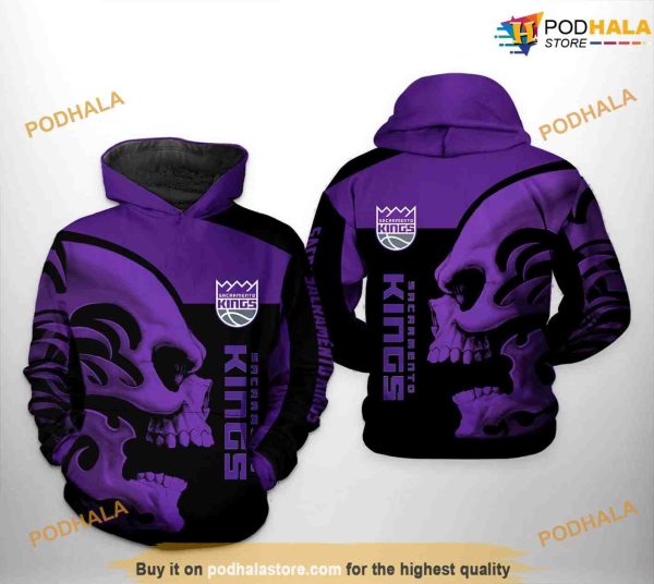 Sacramento Kings NBA Skull Team NBA Hoodie 3D