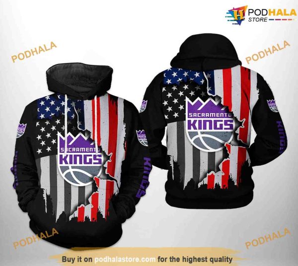 Sacramento Kings NBA US Flag Team NBA Hoodie 3D