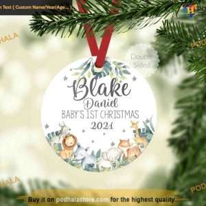Safari Baby's First Ornament, Custom Family Christmas Ornaments