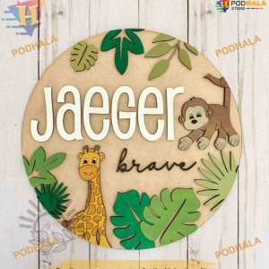 Safari Giraffe Monkey Nursery Sign, Friends Christmas Ornaments