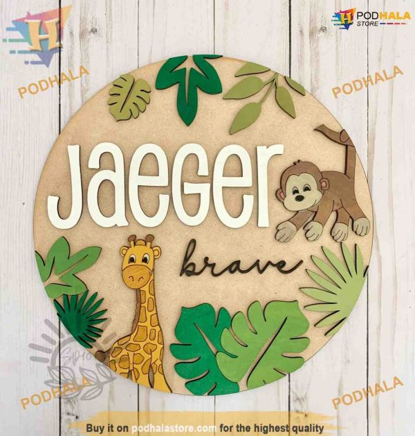 Safari Giraffe Monkey Nursery Sign, Friends Christmas Ornaments