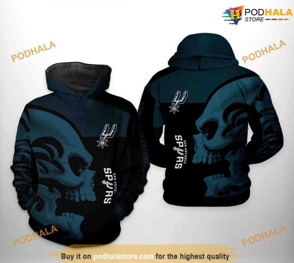 San Antonio Spurs NBA Skull Team NBA Hoodie 3D