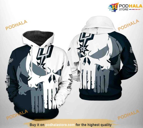 San Antonio Spurs NBA Team Skull NBA Hoodie 3D