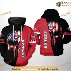 San Diego State Aztecs US Flag Skull NCAA 3D Hoodie, Sweatshirt, Shirt