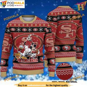 San Francisco 49ers Mickey & Friends Woolen Sweater, Funny Xmas Sweater