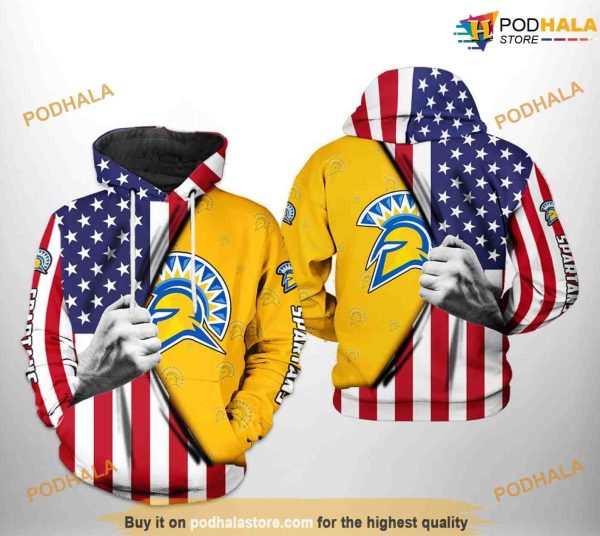 San Jose State Spartans US Flag NCAA 3D Hoodie, Sweatshirt, Shirt