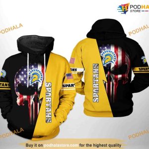 San Jose State Spartans US Flag Skull NCAA 3D Hoodie, Sweatshirt, Shirt