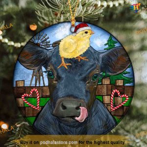 Santa Chick Cattle Ornament, Funny Christmas Ornaments