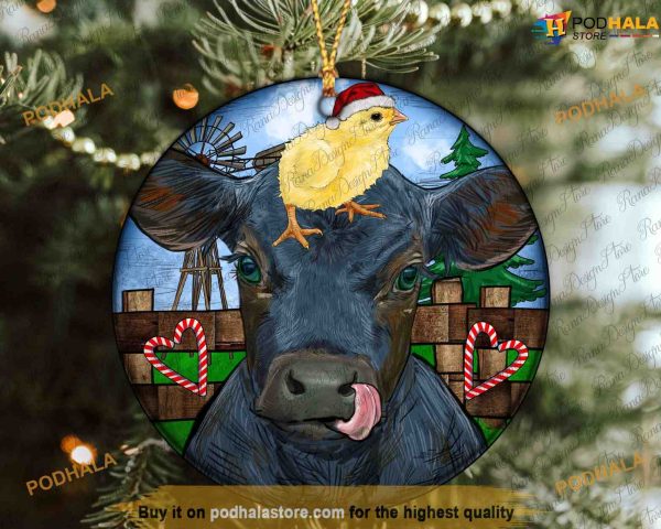 Santa Chick Cattle Ornament, Funny Christmas Ornaments