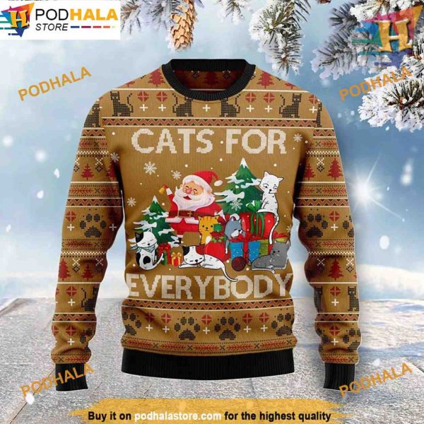 Santa Claus Cats For Everybody Ugly Christmas Sweater, Funny Xmas Sweater