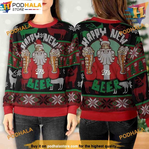 Santa Claus Drink Beer Merry Christmas 3D Sweater, Family Ugly Christmas Sweater