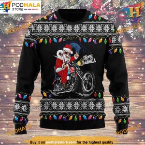 Santa Claus Motorcycle Funny Christmas Gift, Friends Christmas Sweater