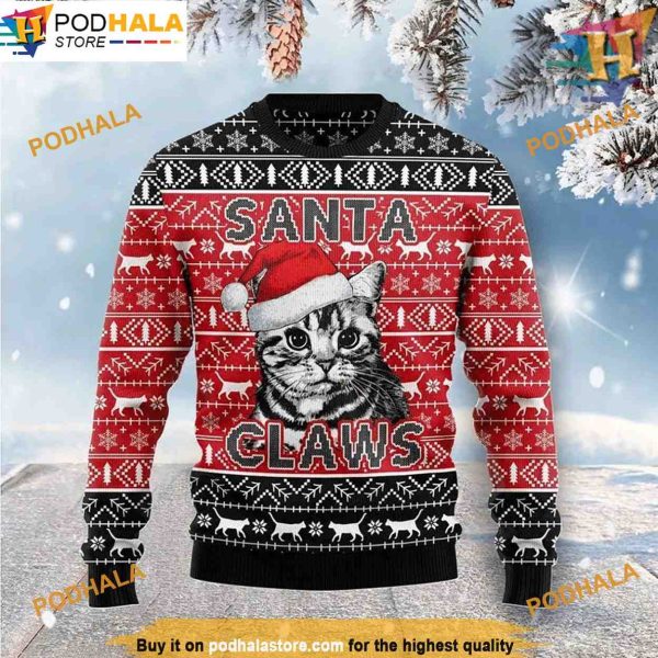 Santa Claws Cat Ugly Christmas Sweater, Funny Christmas Gift Ideas