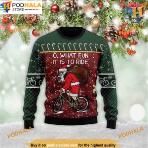 Santa Cycling 3D Ugly Christmas Sweater, Funny Xmas Gifts