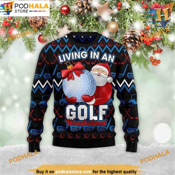 Santa Golf Wonderland 3D Ugly Christmas Sweater, Friends Christmas Sweater