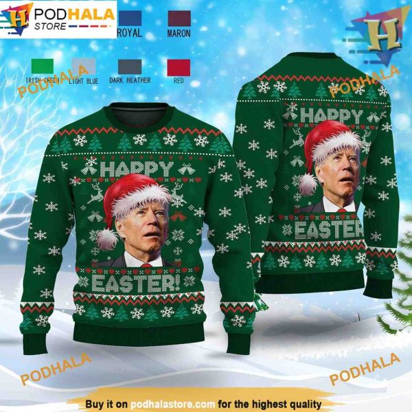 Santa Joe Biden 4th Of Easter Ugly Sweater, Funniest Ugly Christmas Sweater