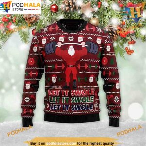 Santa Let It Swole 3D Ugly Christmas Hoodie, Funny Xmas Sweater