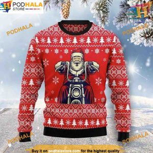 Santa Motorcycle Ugly Christmas Sweater, Funny Christmas Gift Ideas