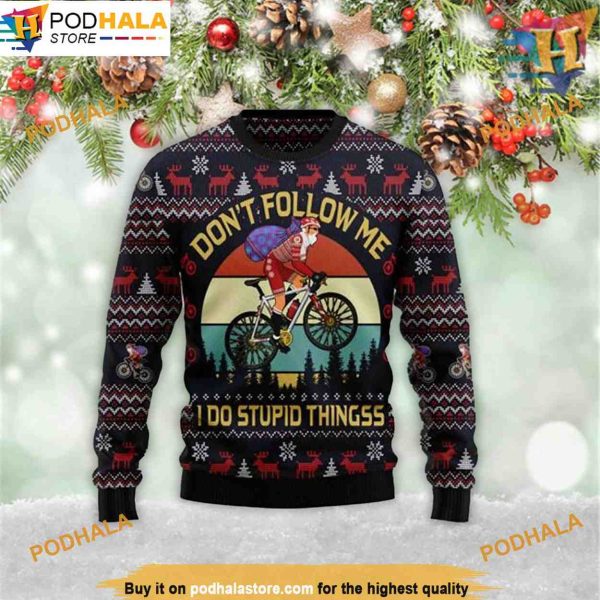 Santa Mountain Bike 3D Christmas Sweater, Great Gift For Christmas