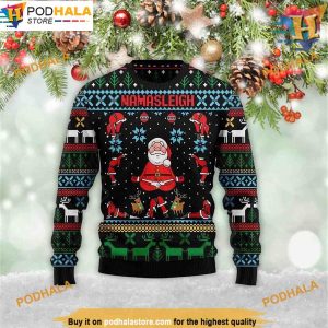 Santa Namasleigh 3D Ugly Christmas Hoodie, Funny Xmas Gifts