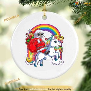 Santa Riding Unicorn Christmas Ornaments Personalized Family Ornaments