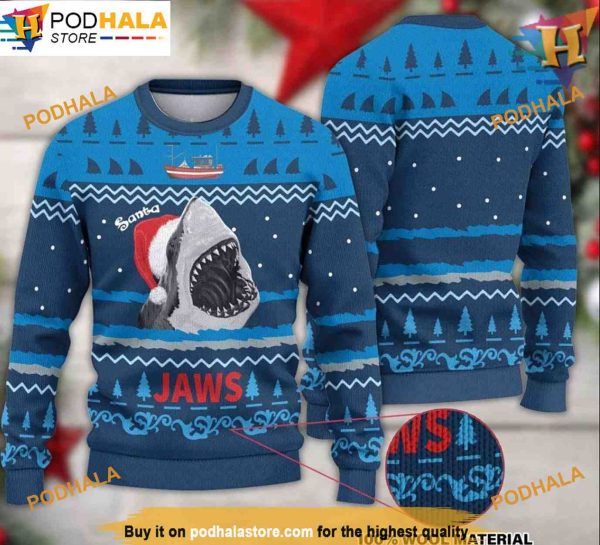 Santa Shark Jaws Xmas Hoodie, Family Ugly Christmas Sweater