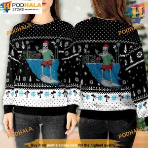 Santa Skeleton Holiday Sweatshirt 3D, Funniest Ugly Christmas Sweater