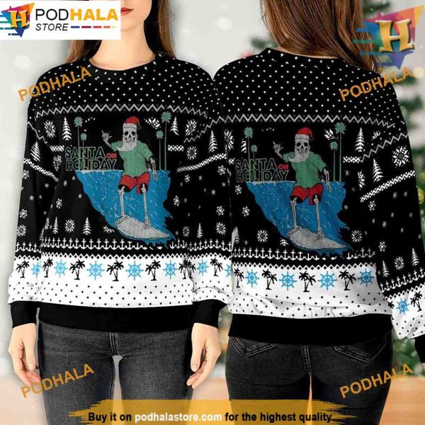 Santa Skeleton Holiday Sweatshirt 3D, Funniest Ugly Christmas Sweater