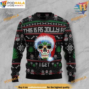 Santa Skull Jolly Ugly Christmas Sweater, Funny Womens Christmas Sweater