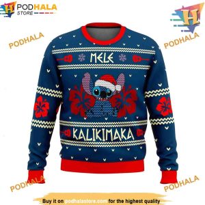Santa Stitch Mele Kalikimaka Ugly Christmas Sweater, Funny Xmas Sweater