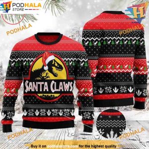 Santa T-rex Ugly Christmas Sweater, Funny Womens Christmas Sweater