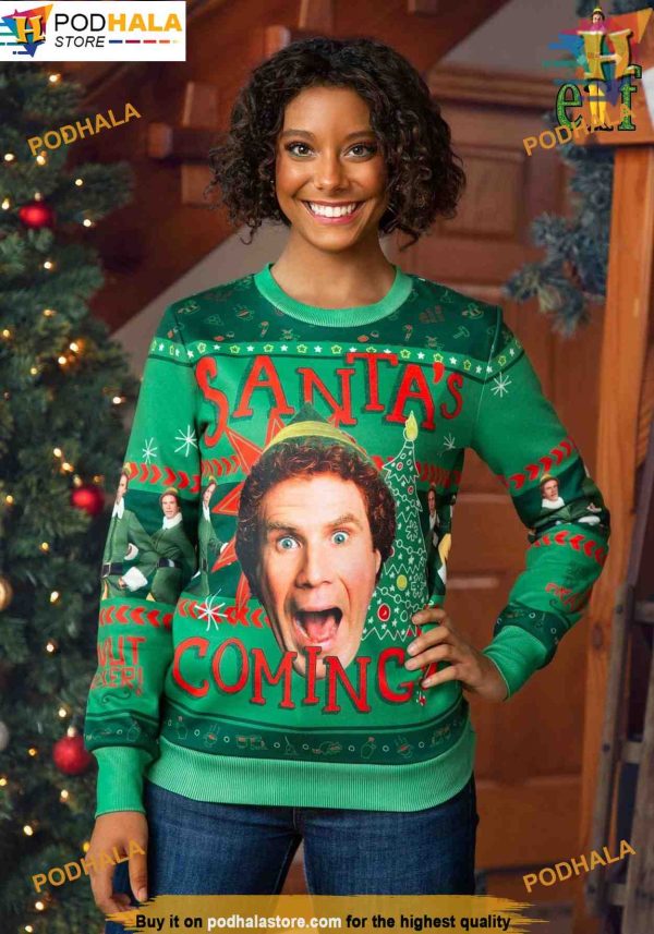 Santa’s Coming Elf 3D Family Ugly Christmas Sweater