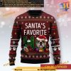 Santa's Favorite Dog Face Ugly Christmas Sweater, Funny Womens Christmas Sweater