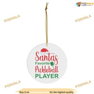 Santa's Pickleball Holiday Ceramic Ornament, Family Christmas Ornaments
