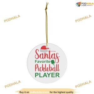 Santa's Pickleball Star Ceramic Ornament, Family Tree Decoration