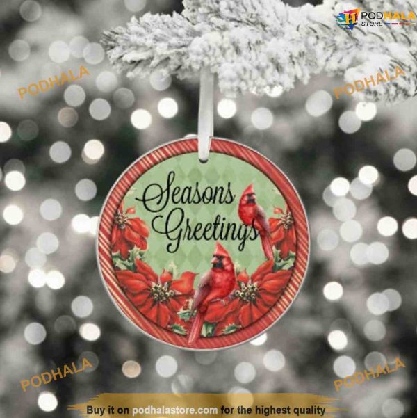 Seasons Greetings Cardinal Ornament, Family Christmas Tree Ornaments