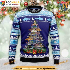 Shark Christmas Tree Ugly Sweater, Funniest Ugly Christmas Sweater 3D