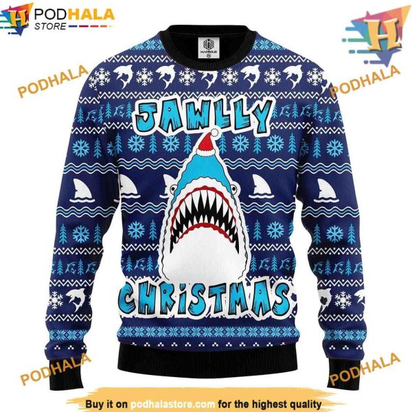 Shark Jawlly Ugly Christmas Sweater, Friends Christmas Sweater