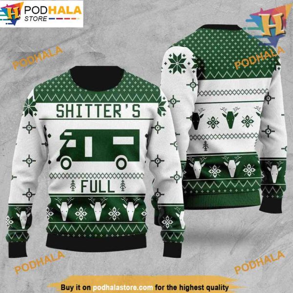 Shitters Full Ugly Christmas Sweater, Funny Womens Christmas Sweater Knitted