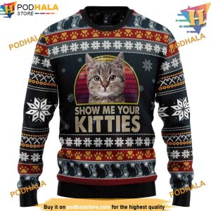 Show Me Your Kitties 3D Sweater, Funny Womens Christmas Sweater