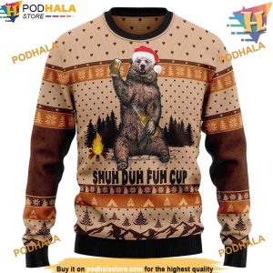 Shuh Duh Fuh Bear Ugly Christmas Sweater, Funny Sweater Knitted