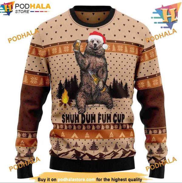 Shuh Duh Fuh Bear Ugly Christmas Sweater, Funny Sweater Knitted