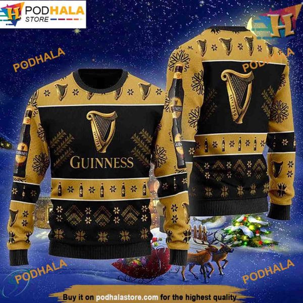 Simplee Guinness Beer Ugly Christmas 3D Sweater, Cute Ugly Christmas Sweater