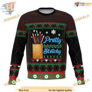Sketchy Unisex Ugly Christmas Sweatshirt, Funny Xmas Sweater