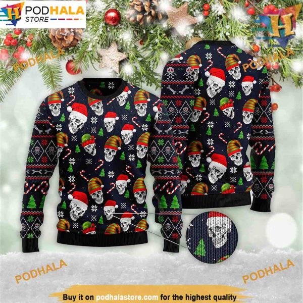 Skull Face Ugly Christmas 3D Sweater, Family Ugly Christmas Sweater